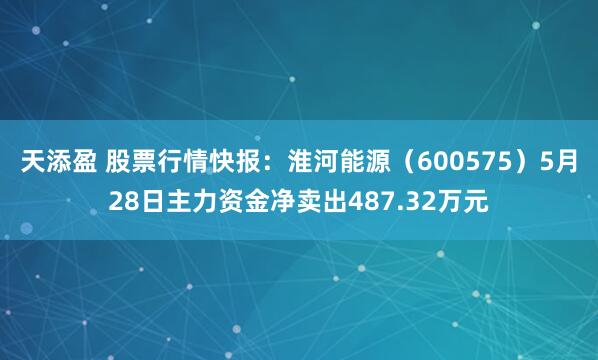 天添盈 股票行情快报：淮河能源（600575）5月28日主力资金净卖出487.32万元