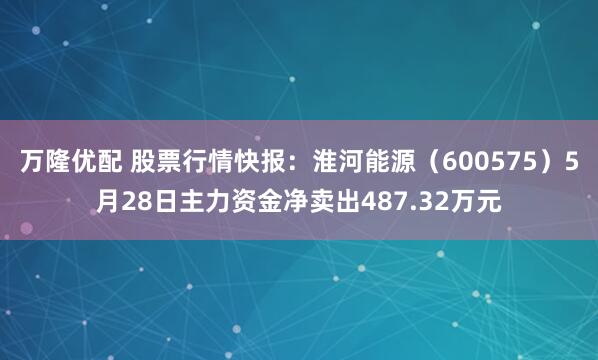 万隆优配 股票行情快报：淮河能源（600575）5月28日主力资金净卖出487.32万元