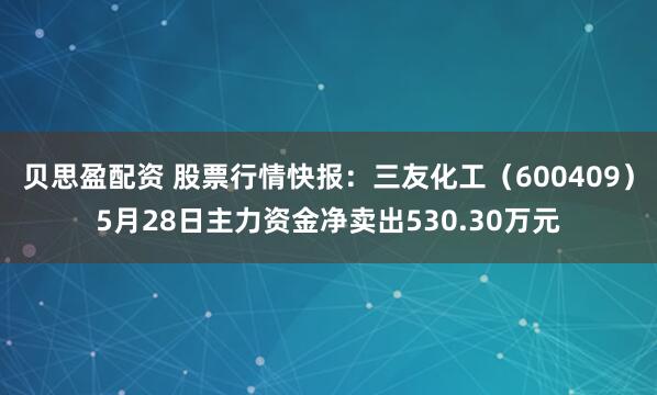 贝思盈配资 股票行情快报：三友化工（600409）5月28日主力资金净卖出530.30万元