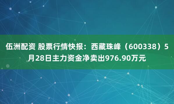 伍洲配资 股票行情快报：西藏珠峰（600338）5月28日主力资金净卖出976.90万元