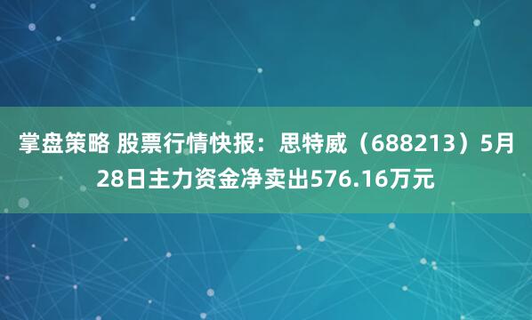 掌盘策略 股票行情快报：思特威（688213）5月28日主力资金净卖出576.16万元
