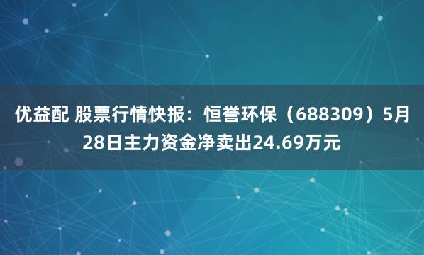 优益配 股票行情快报：恒誉环保（688309）5月28日主力资金净卖出24.69万元