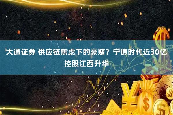 大通证券 供应链焦虑下的豪赌？宁德时代近30亿控股江西升华